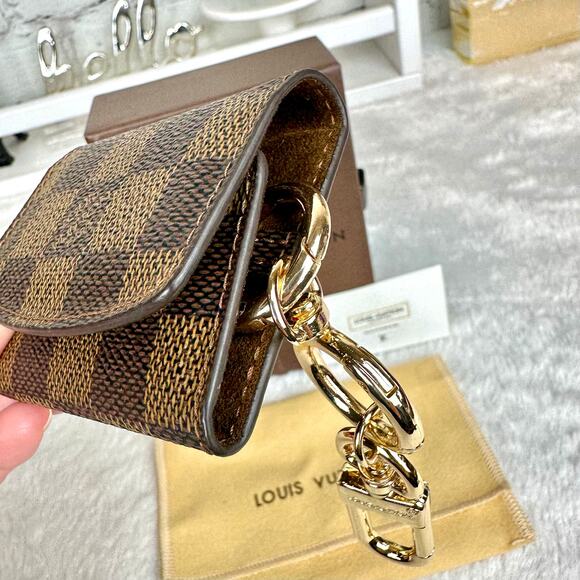 Louis Vuitton Damier Ebene Key holder Fob holder keychain or cufflinks case NICE - Picture 5 of 16